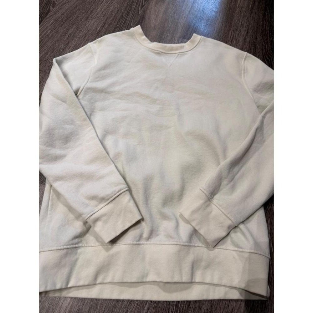 Primark Mens Large Cream Off White Crewneck Sweatshirt Fleece Pullover V-Stitch